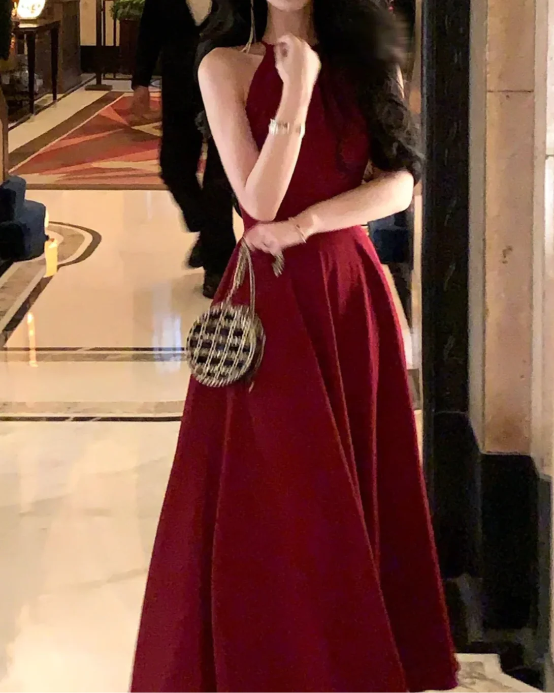 Solid Red Colour Sleeveless A-Line Midi Dress