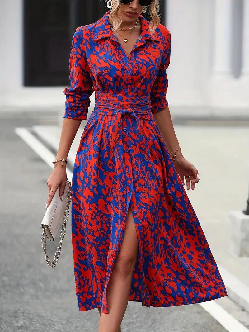 Bold print with a flattering shape and timeless fit midi dress