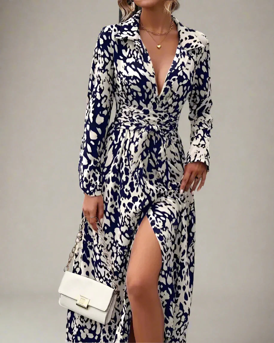 Bold print with a flattering shape and timeless fit midi dress