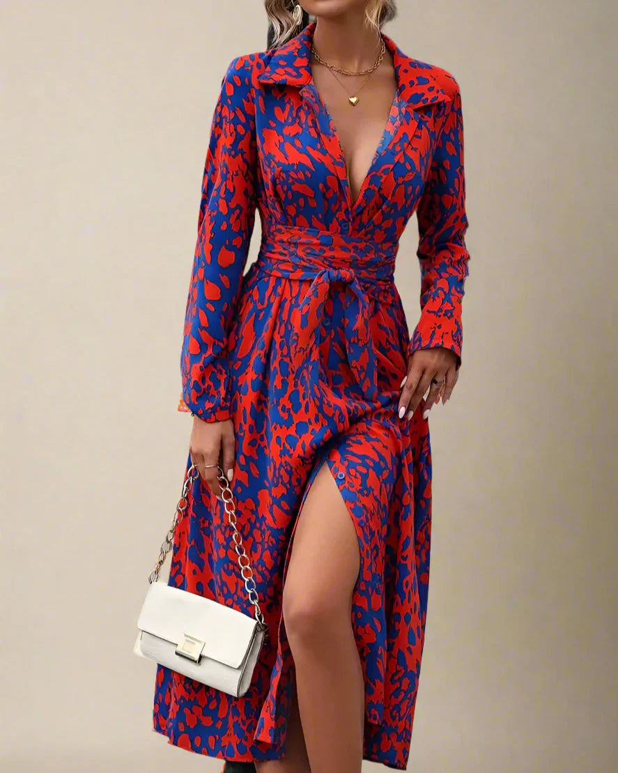 Bold print with a flattering shape and timeless fit midi dress