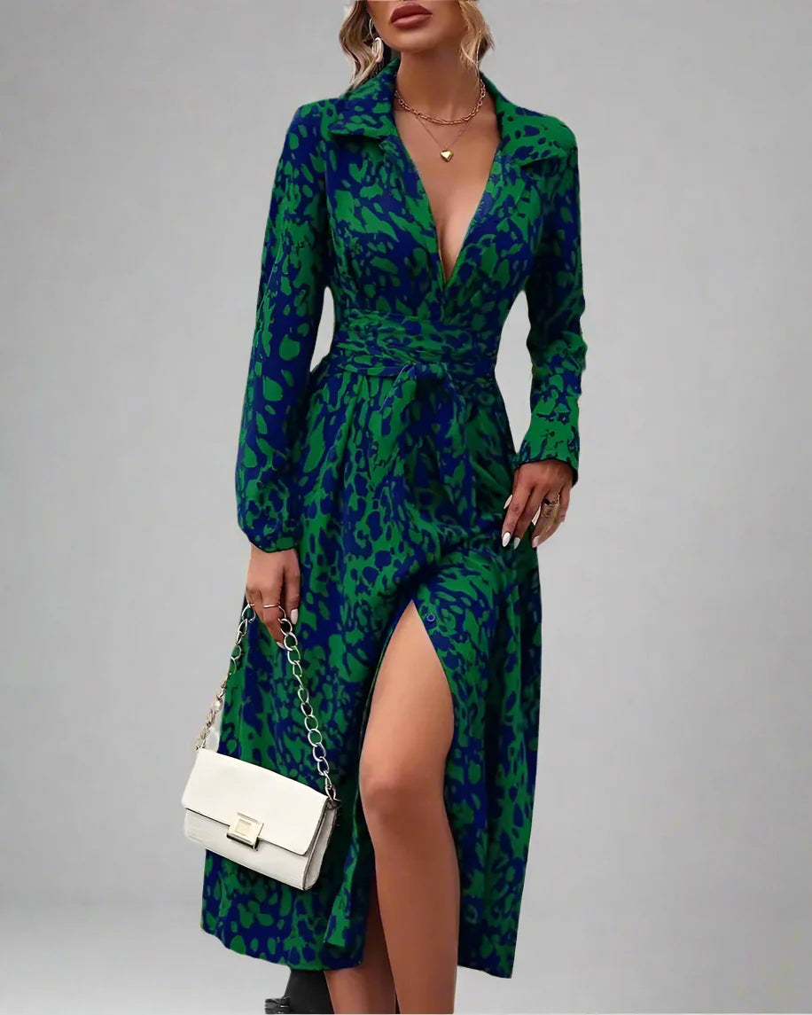Bold print with a flattering shape and timeless fit midi dress