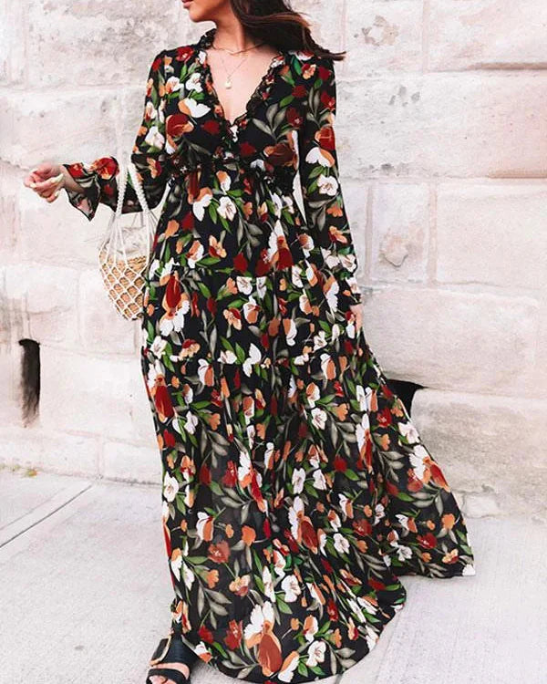 Bohemian Knot-Front Tiered Maxi Dress