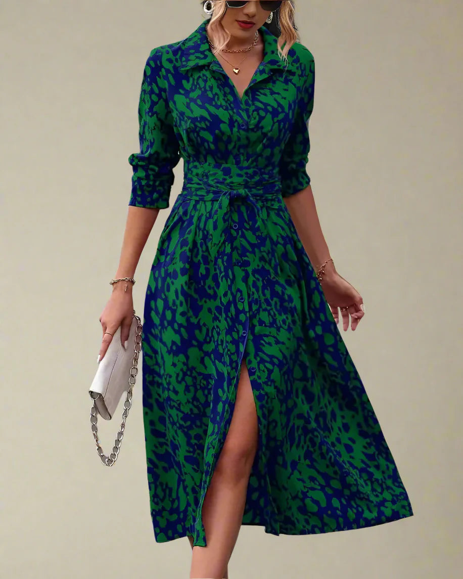 Bold print with a flattering shape and timeless fit midi dress