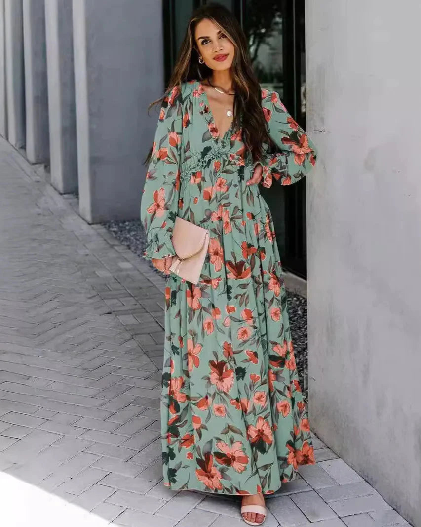 Bohemian Knot-Front Tiered Maxi Dress