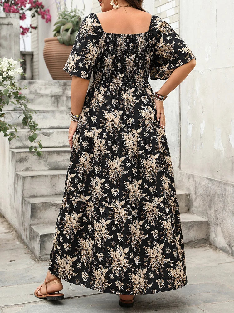 Flowy Butterfly Sleeve Tiered Maxi Dress
