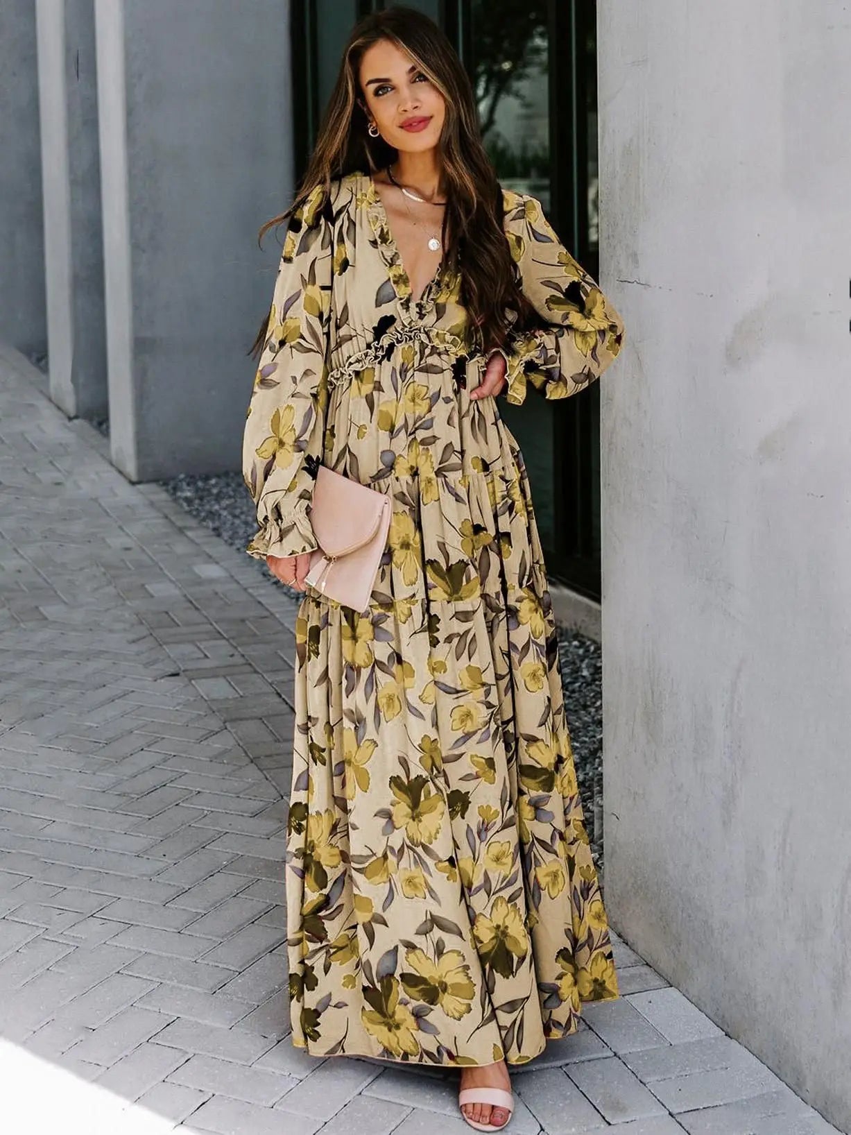 Bohemian Knot-Front Tiered Maxi Dress