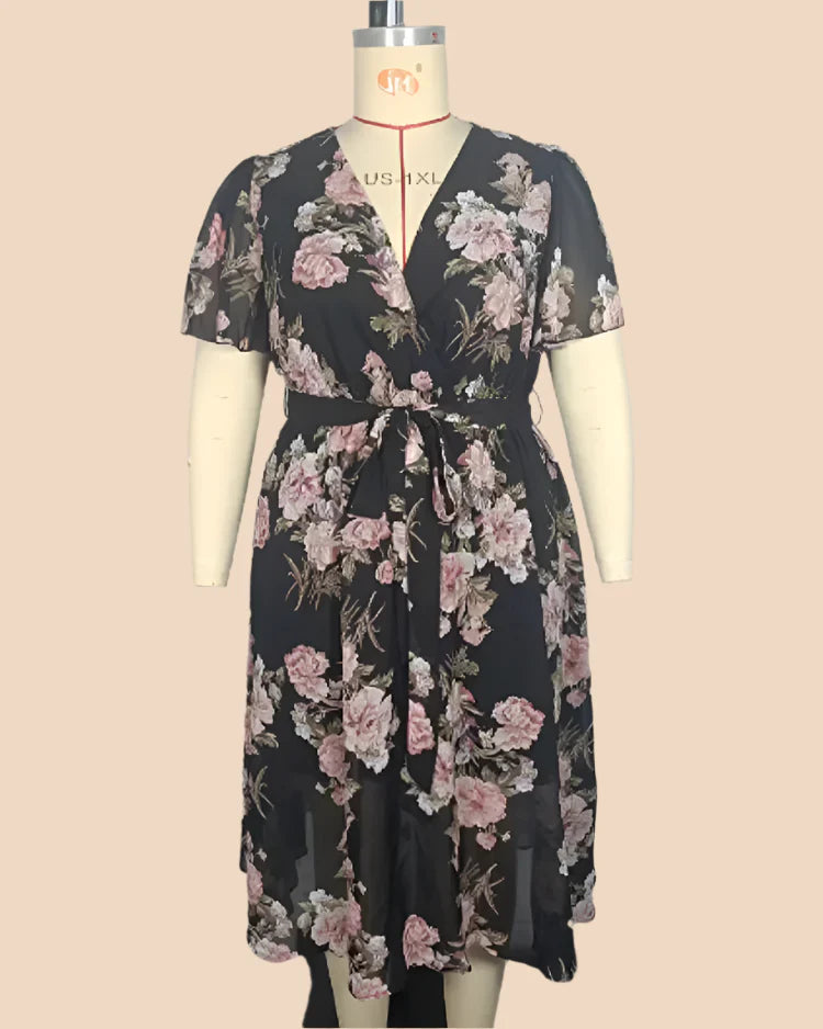 Flowy Short Sleeve Midi Dress