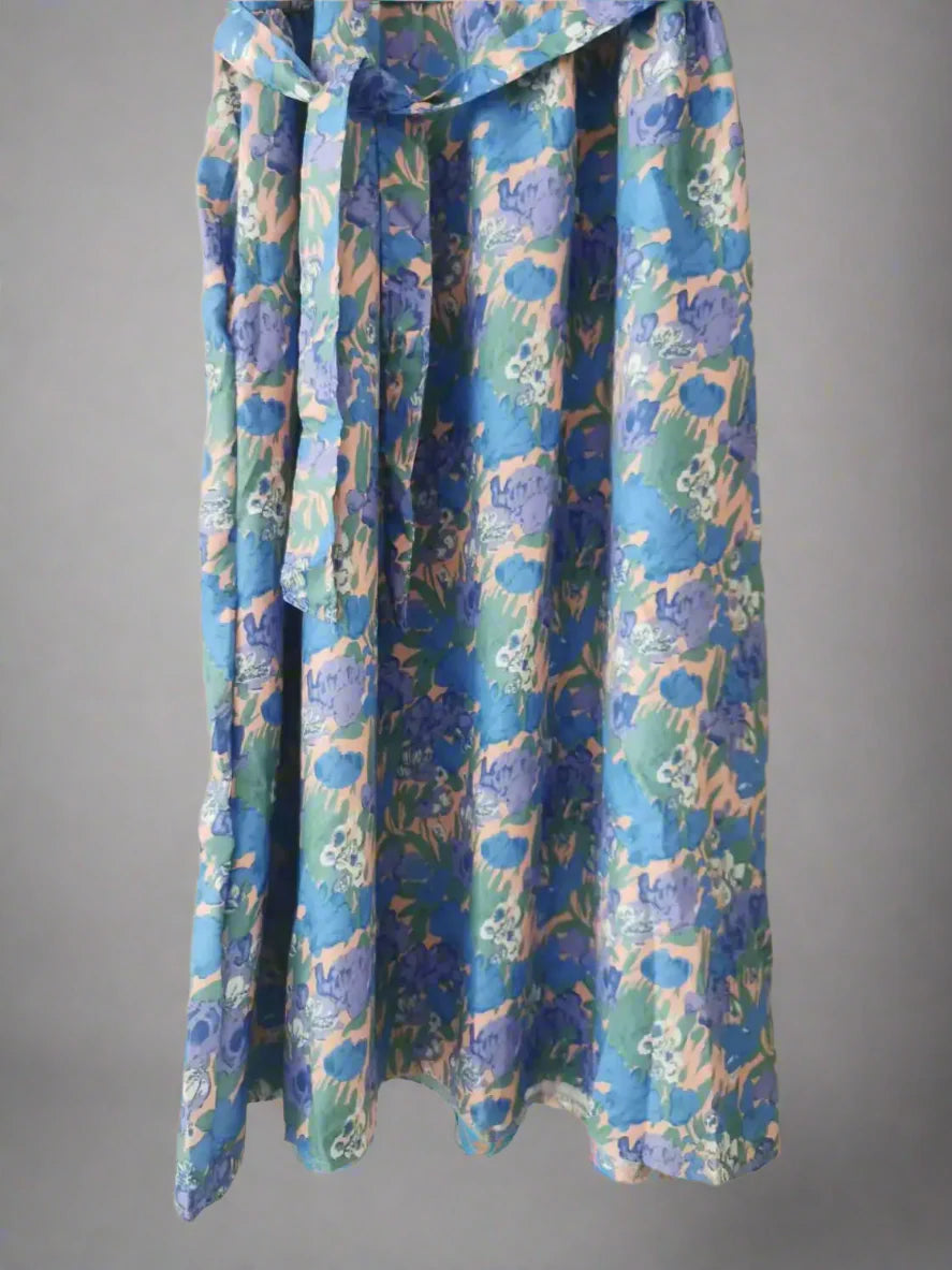 Women’s Chic Floral Long Dress – Casual Puff Sleeves