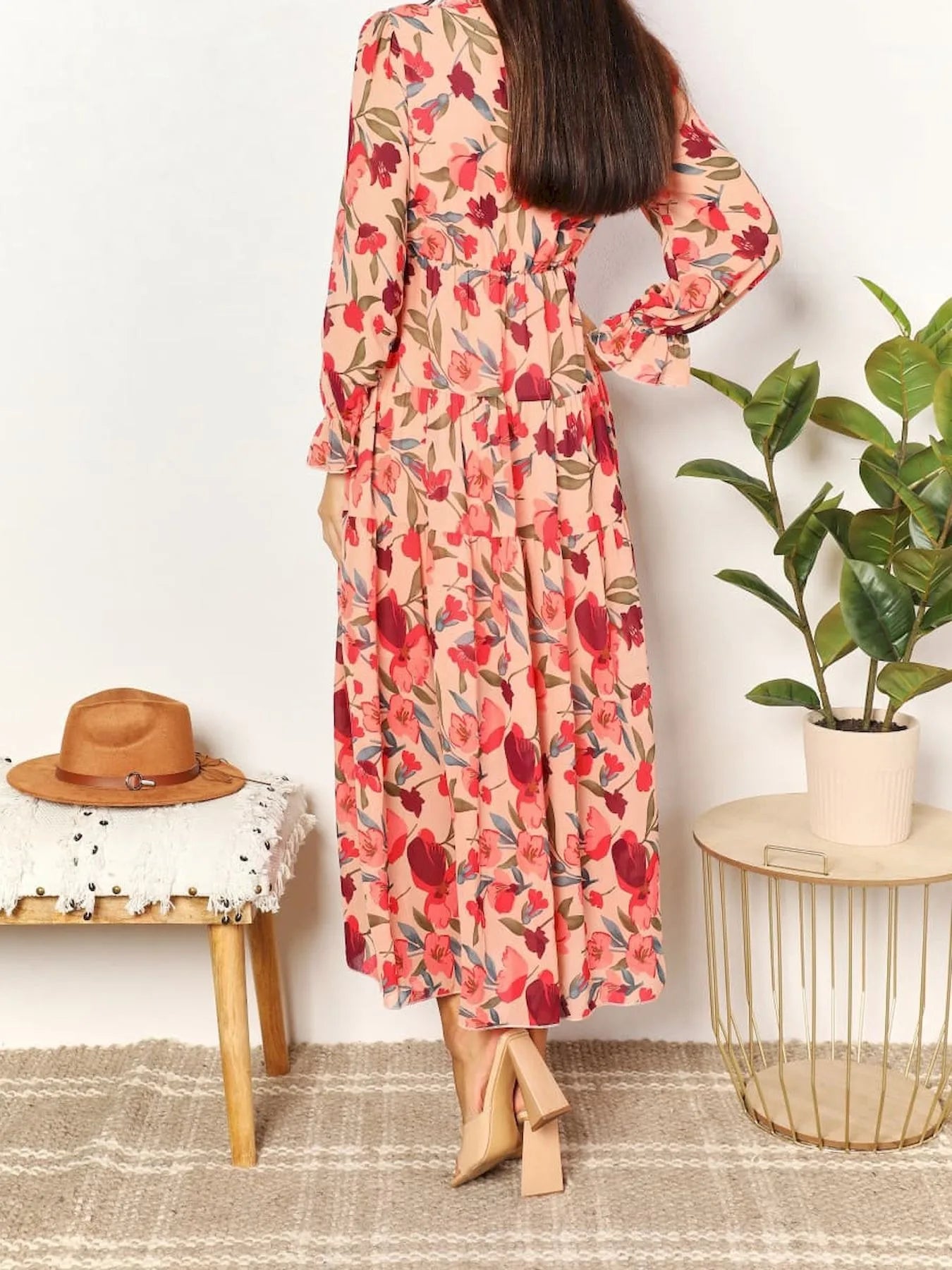 Bohemian Knot-Front Tiered Maxi Dress
