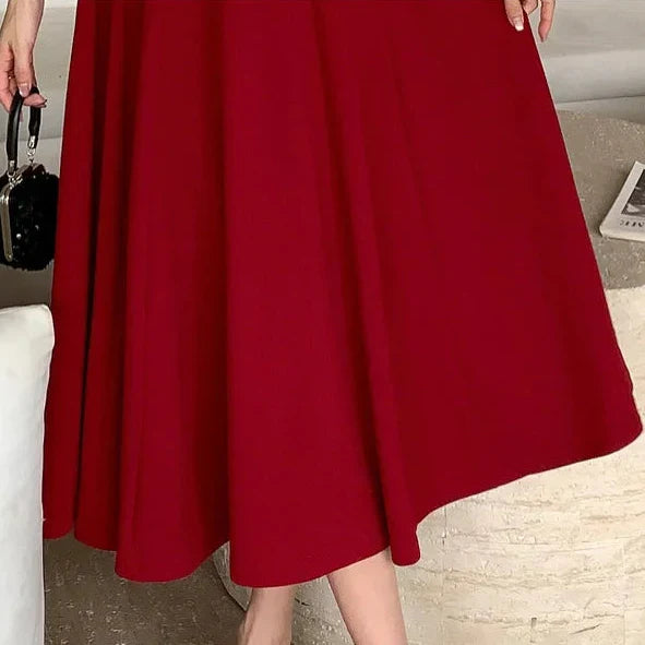 Square Collar Sleeveless A-Line Midi Dress