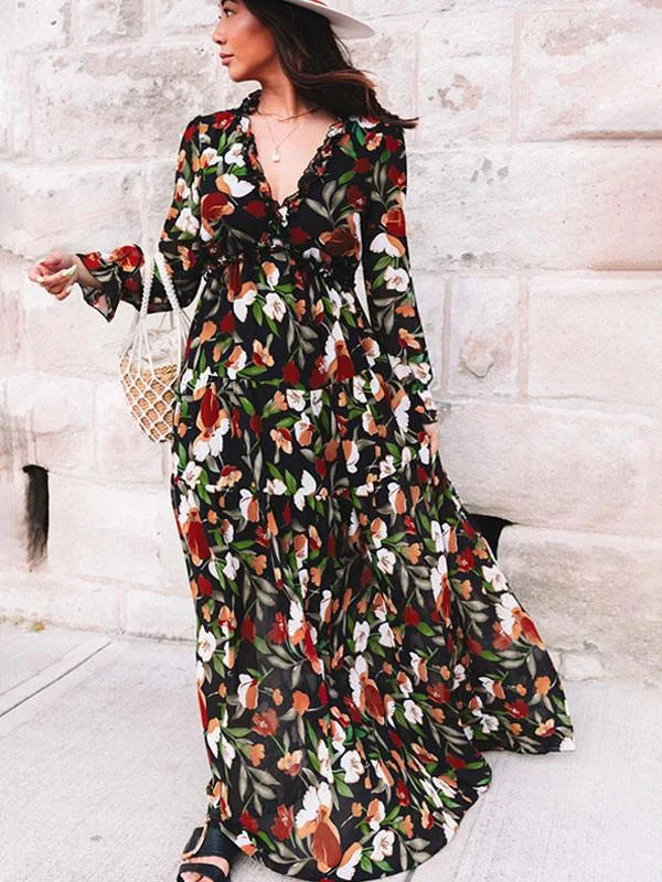 Bohemian Knot-Front Tiered Maxi Dress