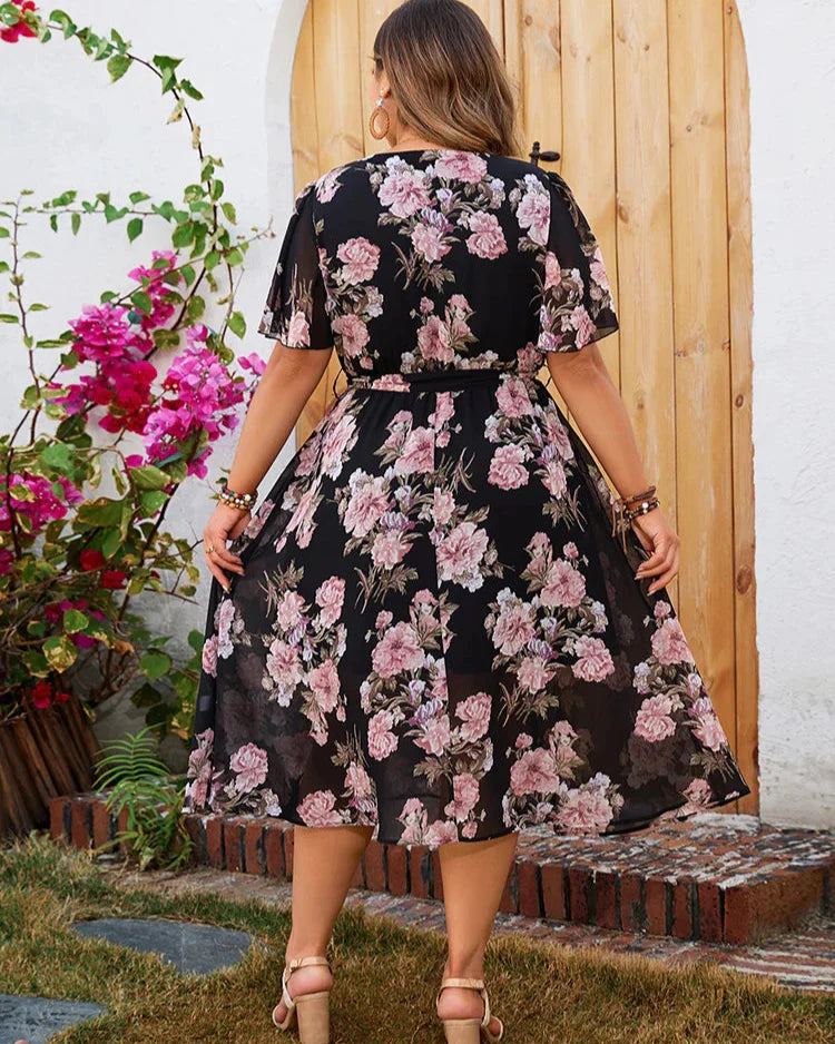 Flowy Short Sleeve Midi Dress