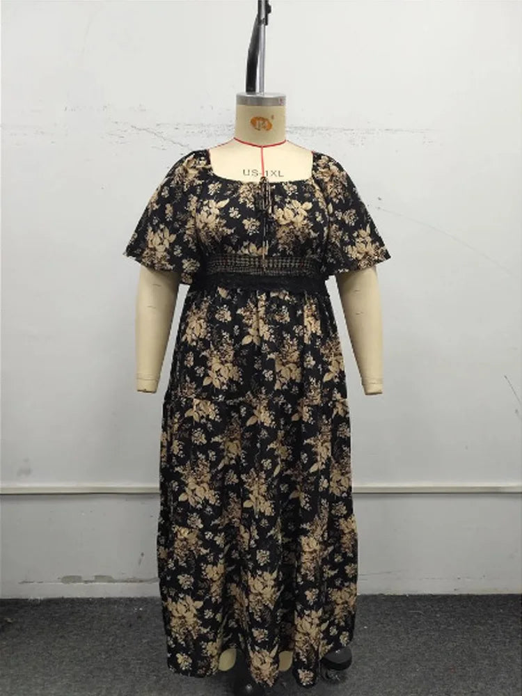 Flowy Butterfly Sleeve Tiered Maxi Dress