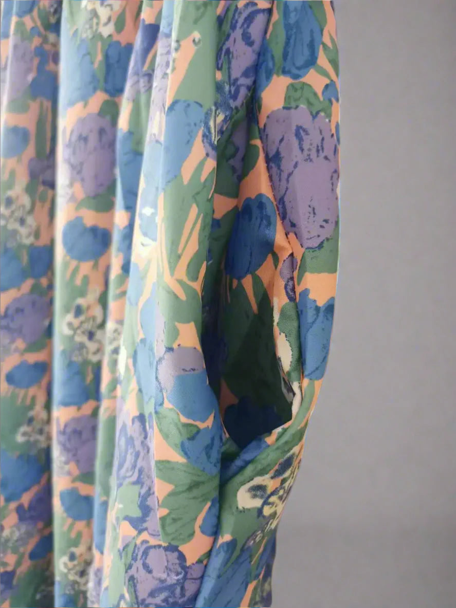 Women’s Chic Floral Long Dress – Casual Puff Sleeves