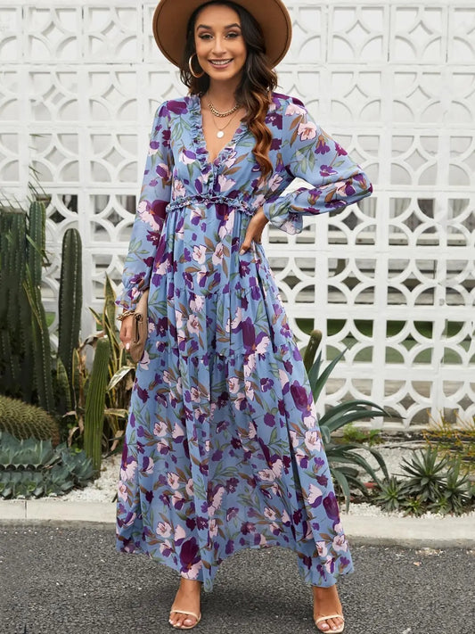 Bohemian Knot-Front Tiered Maxi Dress