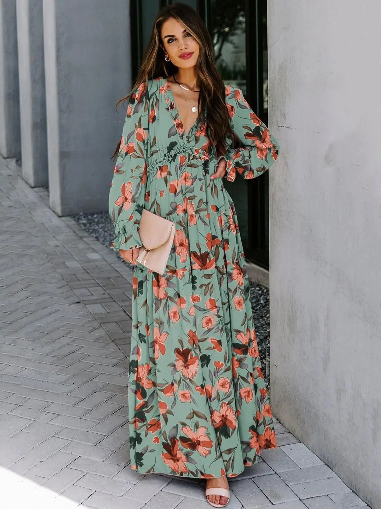 Bohemian Knot-Front Tiered Maxi Dress