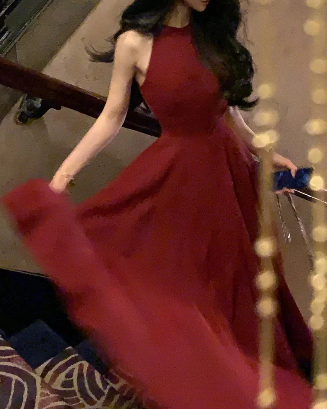 Solid Red Colour Sleeveless A-Line Midi Dress