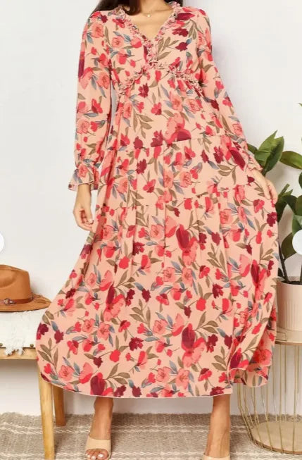 Bohemian Knot-Front Tiered Maxi Dress
