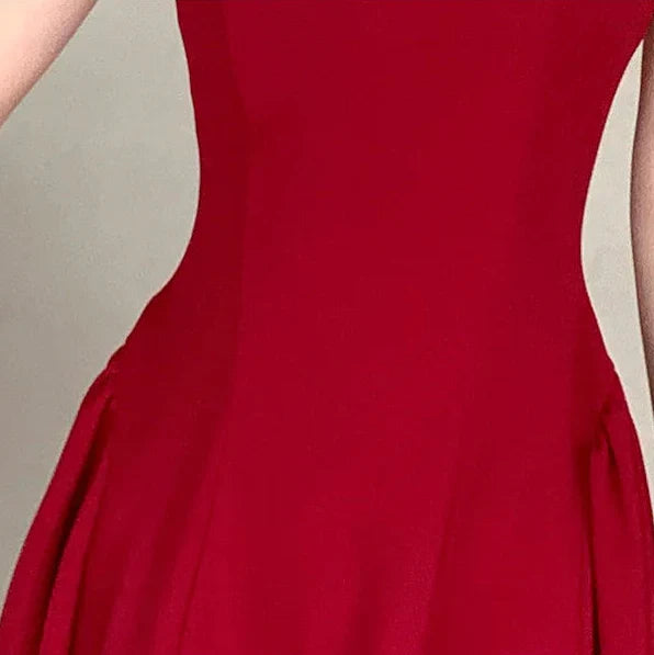 Square Collar Sleeveless A-Line Midi Dress