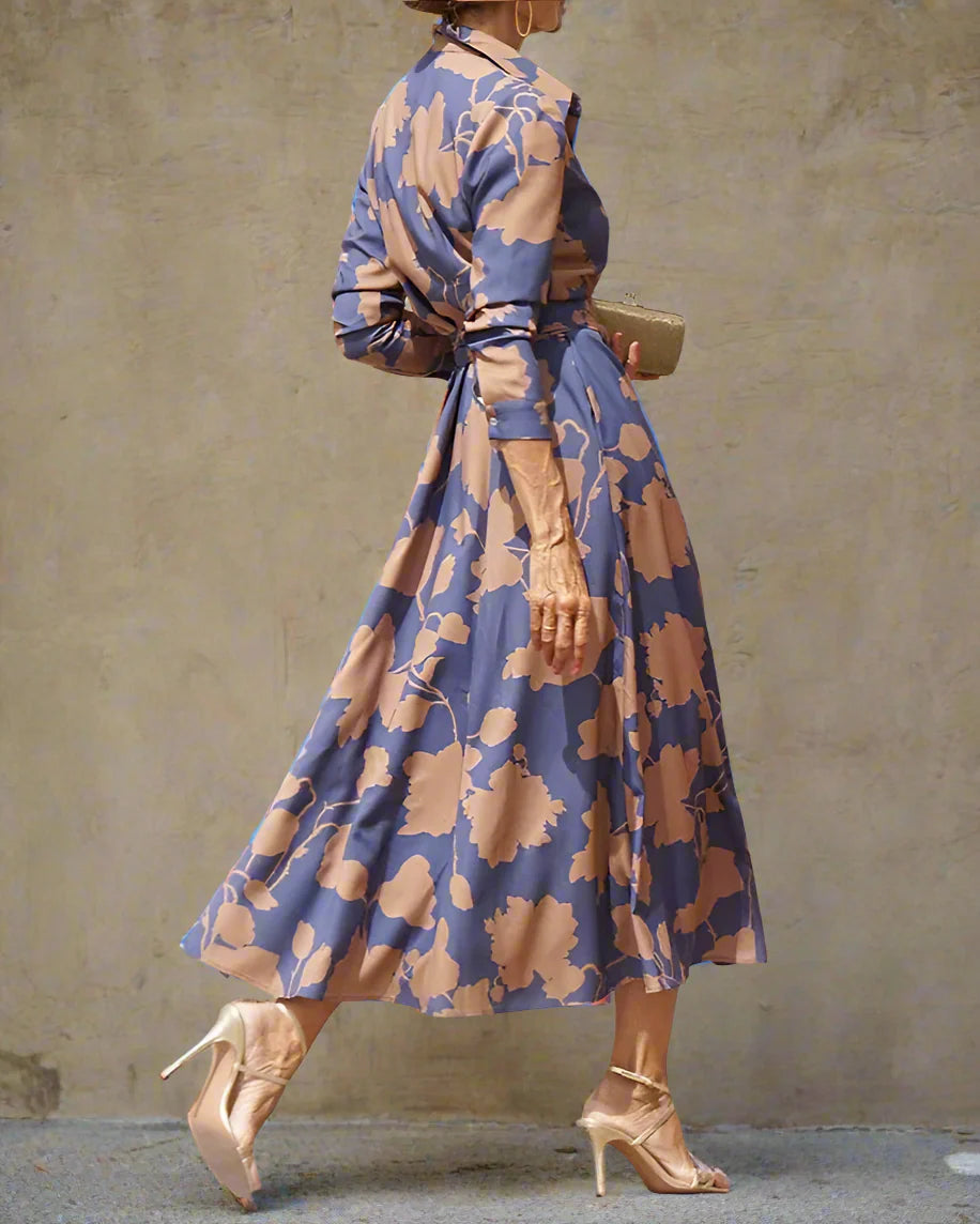 Belted Floral Shirt Dress Mid-Length Button-Down Dress