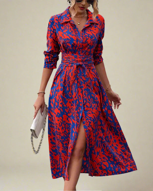Bold print with a flattering shape and timeless fit midi dress